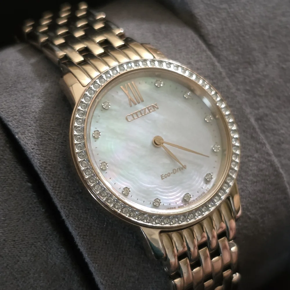 Citizen Ladies Eco Drive Strawberry Gold Watch EUC - Picture 15 of 16